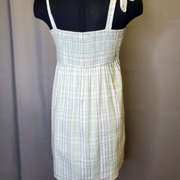 HOLLISTER Green Mint Plaid Mini Dress Sleveless Medium - Picture 3 of 6